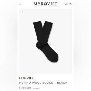 Myrqvist LUDVIG Merino Wool Dress Socks Black Men's Socks 39/42